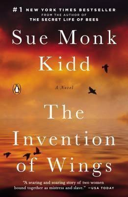 Book Set In South Carolina, The Invention of Wings by Sue Monk Kidd, orange and red book cover with black birds flying