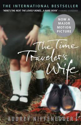 Best Time Travel Books Fiction The Time Travelers Wife by Audrey Niffenegger book cover with young girl's legs with long white socks and black shoes next to men's pair of brown shoes