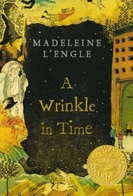 A Wrinkle In Time by Madeleine L'Engle book cover with space