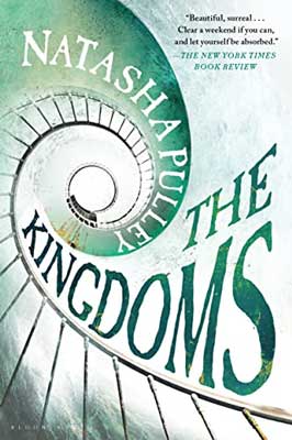 The Kingdoms by Natasha Pulley book cover with ladder like spiral swirl