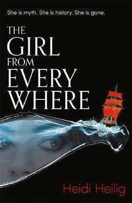 YA Time Travel Books The Girl From Everywhere by Heidi Heilig with red sailed shop on water and woman looking through a crack