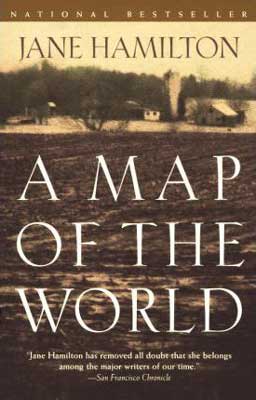 50 States reading list, A Map of the World by Jane Hamilton, book cover with farmland and houses