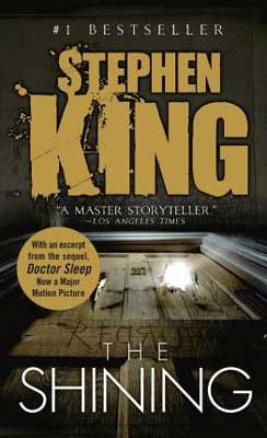 Book Set In Colorado, The Shining Stephen King, book cover with light shining out of a hotel door