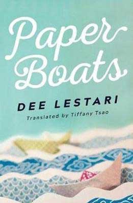 Paper Boats by Dee Lestari book cover with paper boats on a paper sea 