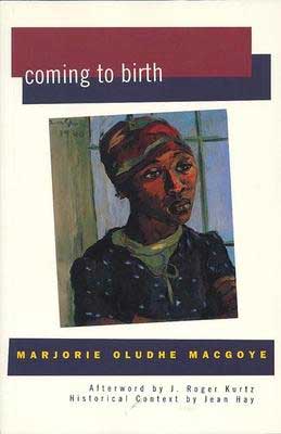 Coming to Birth by Marjorie by Oludhe Macgoye book cover with sketched portrait of a person