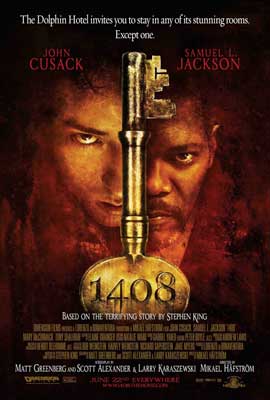 1408 Movie Poster with golden key dividing two different faces
