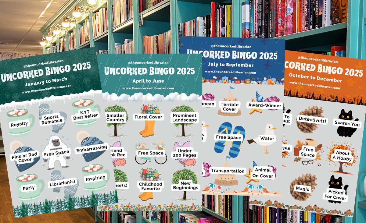 Uncorked 2025 Reading Challenge bingo cards